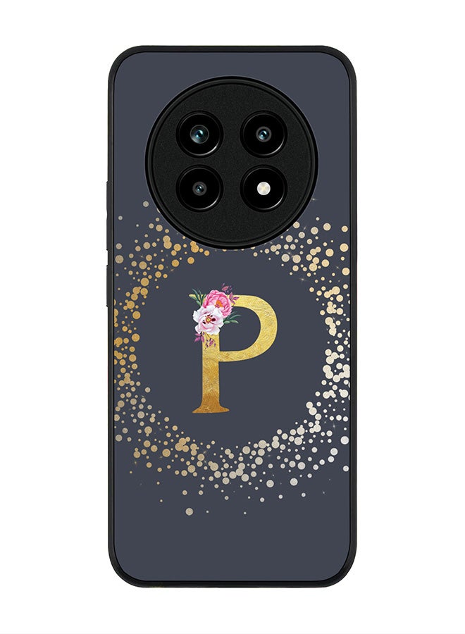 For Realme 13 Pro / 13 Pro+ Case,Slim fit Camera Protection, Shockproof Thin Phone cover  - Custom Monogram Floral - P  (Grey )